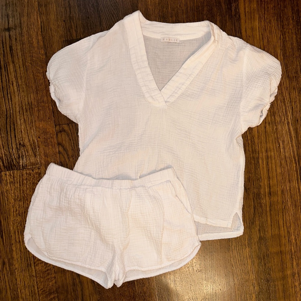 Karlie White Gauze Short Set